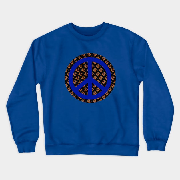 BLUE Flower Peace Sign Crewneck Sweatshirt by SartorisArt1